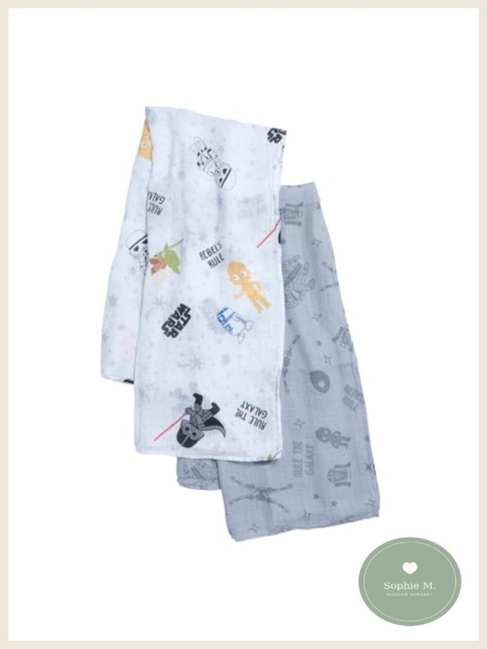 Star Wars 2-Pack Cotton Muslin Swaddle Blankets 44"x44" Baby Shower Gift